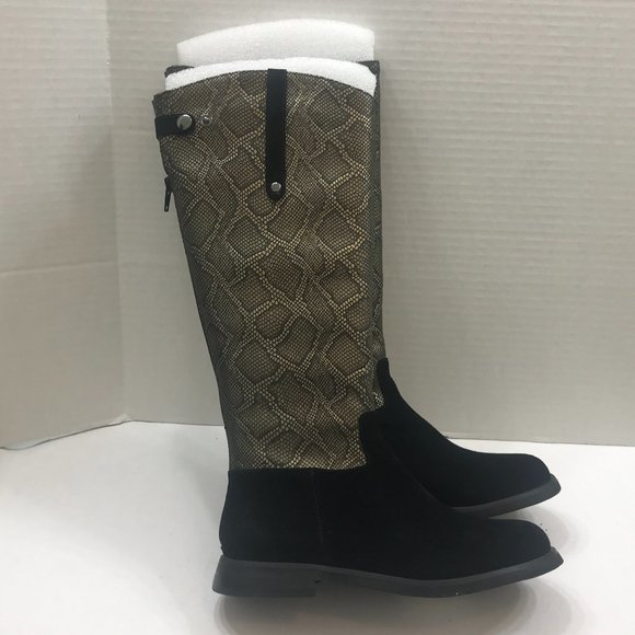 LDP Snake Print Leather Riding Boot - Picture 1 of 9